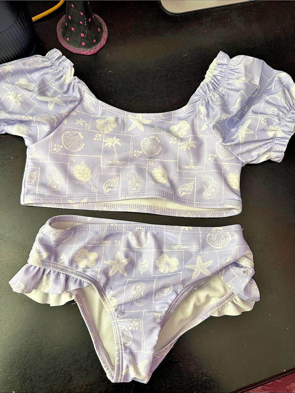 Wonder Nation Girls 5T Purple & White Bikini Set Like New